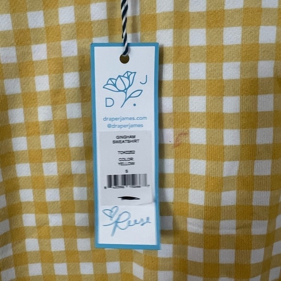 Draper James Yellow Natalie Gingham Sweatshirt Reese Witherspoon Brand New - Picture 6 of 9